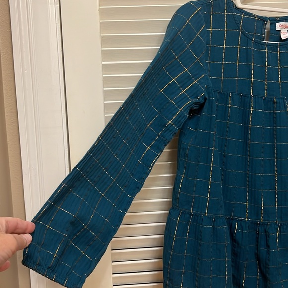 Cat & Jack Gold Metallic Thread Top in Forest Green, Size XL (14-16), EUC - Picture 7 of 15